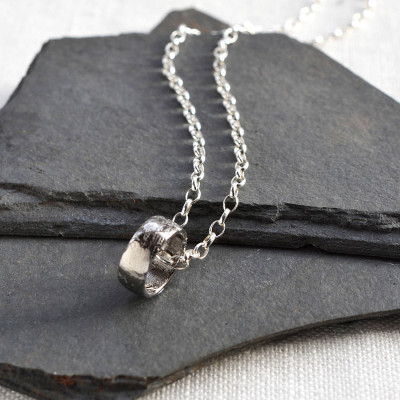 Small Meteorite Rings Necklace - Handcrafted & Custom-Made