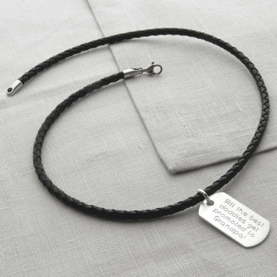 Sterling Silver Chains And Leather Necklet For Men - Handcrafted & Custom-Made