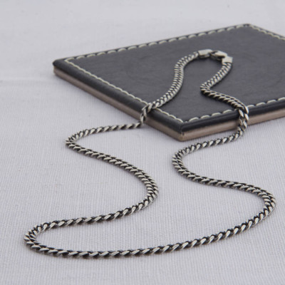 Sterling Silver Mens Curb Chain Necklace - Handcrafted & Custom-Made