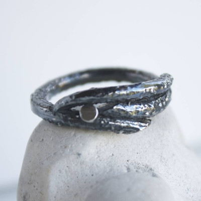 Handmade Sterling Silver Mens Woodland Branch Ring - Handcrafted & Custom-Made