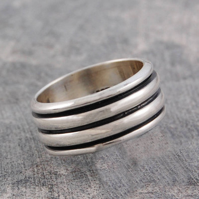 Mens Sterling Silver Spinning Ring - Handcrafted & Custom-Made