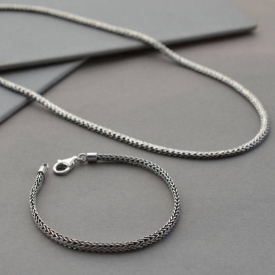 Sterling Silver Oval Snake Necklace - Handcrafted & Custom-Made