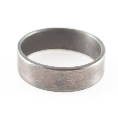 Sterling Silver Oxidized Flat Wedding Band Ring - Handcrafted & Custom-Made