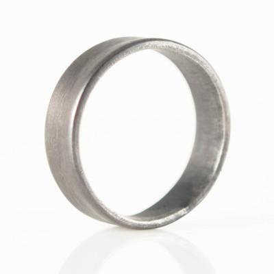 Sterling Silver Oxidized Flat Wedding Band Ring - Handcrafted & Custom-Made