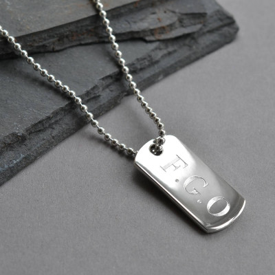 Sterling Silver Solid Dog Tag Necklace - Handcrafted & Custom-Made