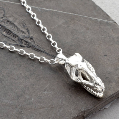 Sterling Silver T Rex Skull Necklace - Handcrafted & Custom-Made