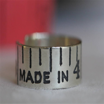 Etched Silver Vintage Style Tape Measure Ring - Handcrafted & Custom-Made