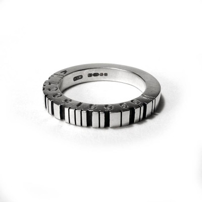 Thick Square Silver Barcode Ring - Handcrafted & Custom-Made