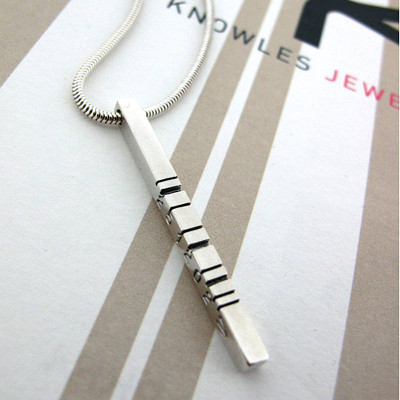 Thin Silver Barcode Pendant - Handcrafted & Custom-Made
