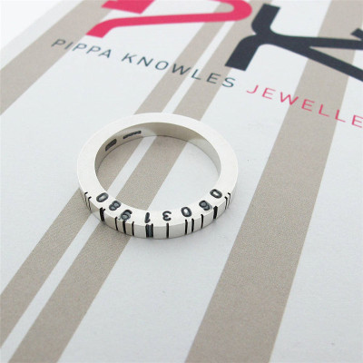 Thin Square Silver Barcode Ring - Handcrafted & Custom-Made