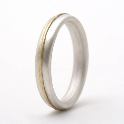 Thin Sterling Silver Ring With 18ct Yellow Gold Detail - Handcrafted & Custom-Made