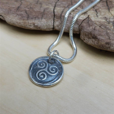 Triskelion Mens Silver Necklace - Handcrafted & Custom-Made