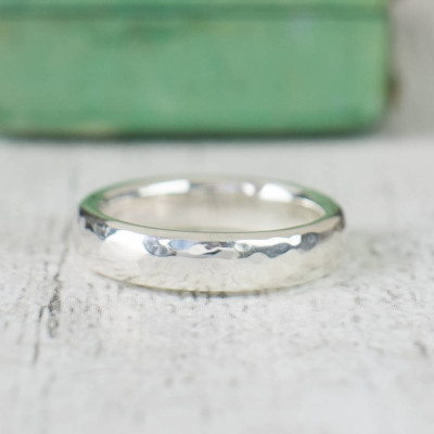 Unisex Hammered Sterling Silver Ring - Handcrafted & Custom-Made