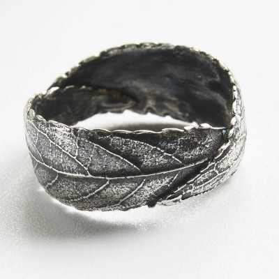 Handmade Woodland Unisex Silver Leaf Ring - Handcrafted & Custom-Made