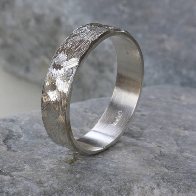 Handmade Unisex Textured Silver Band Ring - Handcrafted & Custom-Made